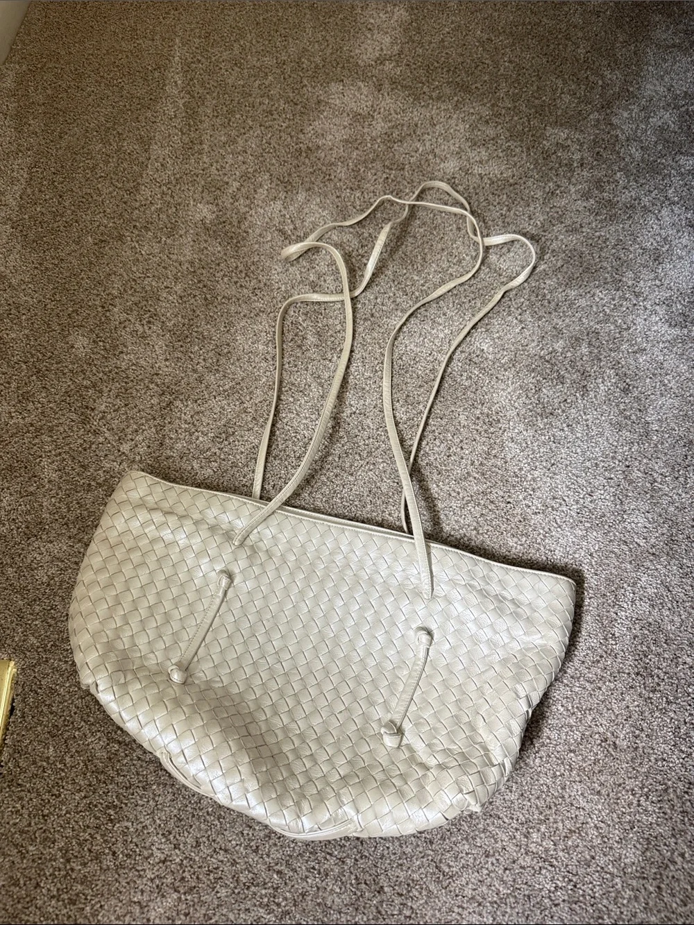 Bottega Veneta Woven Leather Tote in pearl white
